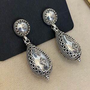 Sterling Silver Bali Style Drop Dangle Earrings 925